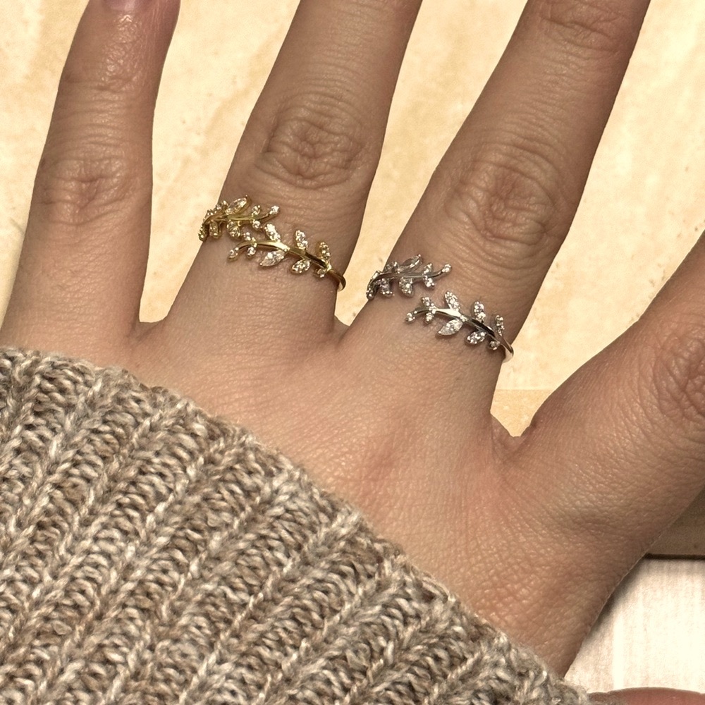 925 Sterling Silver Branch And Leaf Open Ring - Picture 11 of 11